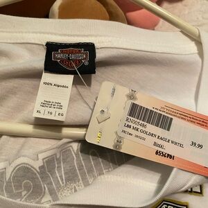 Harley-Davidson White T-Shirt with Golden Eagle
